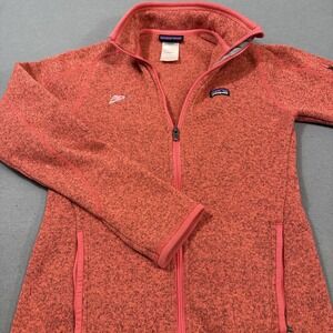 BETTER SWEATER Patagonia Fleece Women SMALL HEATHERED Pink  Full Zip Logo JACKET